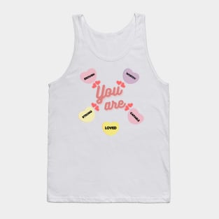 Retro Candy Heart Teacher Valentine's Day You Are Enough Tank Top